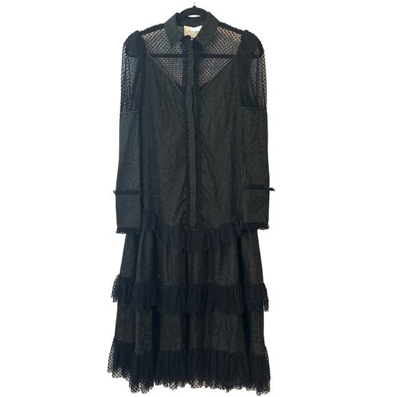 Alexis Evarra Black Sheer Lace Midi Dress XS NWT $975 - Picture 3 of 14